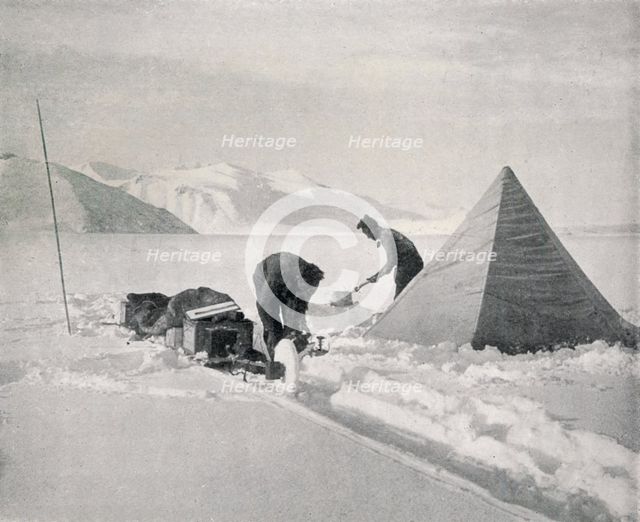 'Heavy Sledging in New Snow Off Point Disappointment', December 1911, (1913). Artist: Frank Debenham.