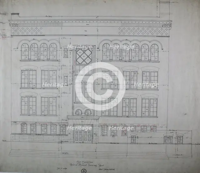 Hebrew Manual Training School, Chicago, Illinois, East Elevation, 1889/90. Creator: Adler & Sullivan.