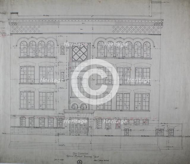 Hebrew Manual Training School, Chicago, Illinois, East Elevation, 1889/90. Creator: Adler & Sullivan.