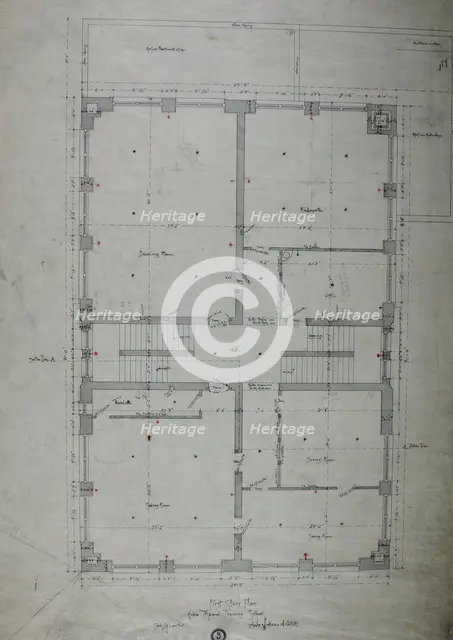 Hebrew Manual Training School, Chicago, Illinois, First Story Plan, 1889/90. Creator: Adler & Sullivan.