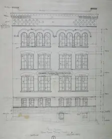 Hebrew Manual Training School, Chicago, Illinois, Front Elevation, 1889/90. Creator: Adler & Sullivan