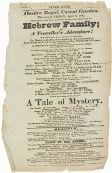 Hebrew Family, or, a traveller's adventure, c1825. Creator: Royal Opera House