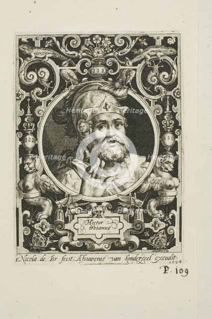 Hector of Troy, plate one from The Nine Worthies, 1594. Creator: Nicolaes de Bruyn.