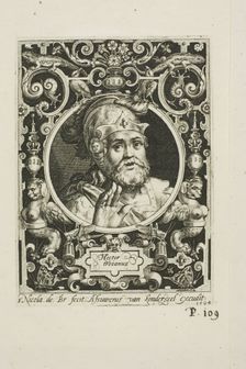Hector of Troy, plate one from The Nine Worthies, 1594. Creator: Nicolaes de Bruyn