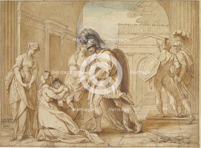 Hector taking leave of Andromache: the Fright of Astyanax, 1766. Creator: Benjamin West.