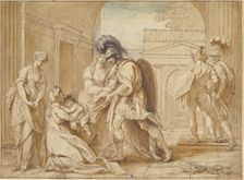 Hector taking leave of Andromache: the Fright of Astyanax, 1766. Creator: Benjamin West