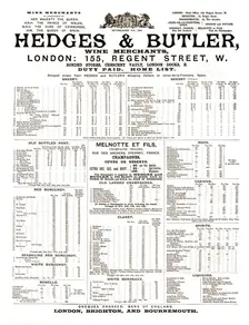 'Hedges and Butler Wine Merchants 1891. Creator: Unknown
