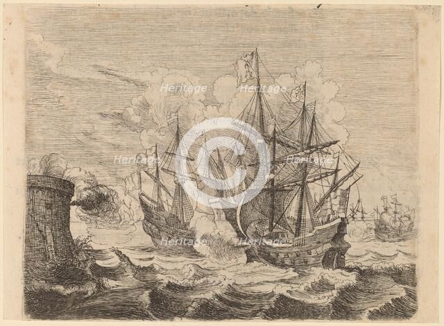 Heemskerck's Victory Over the Spanish Fleet at Gibraltar, 1634. Creator: Willem Basse.