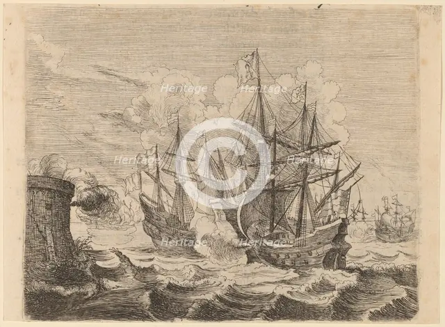 Heemskerck's Victory Over the Spanish Fleet at Gibraltar, 1634. Creator: Willem Basse.