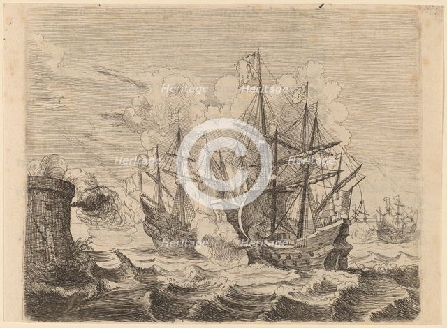 Heemskerck's Victory Over the Spanish Fleet at Gibraltar, 1634. Creator: Willem Basse.