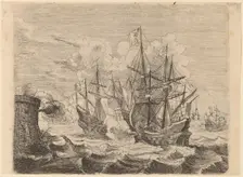 Heemskerck's Victory Over the Spanish Fleet at Gibraltar, 1634. Creator: Willem Basse