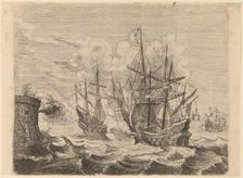 Heemskerck's Victory Over the Spanish Fleet at Gibraltar, 1634. Creator: Willem Basse