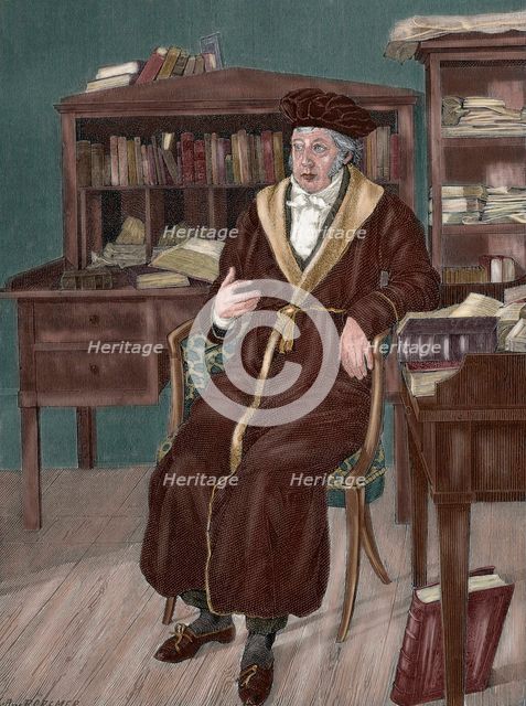 Hegel in his study, 19th century.  Creator: R. Cremer.