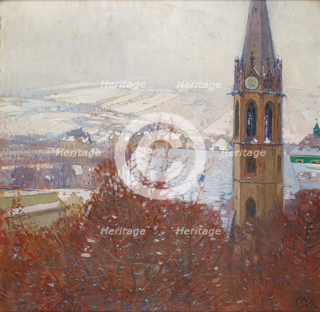 Heiligenstadt in the snow, 1904/1905. Creator: Carl Moll.