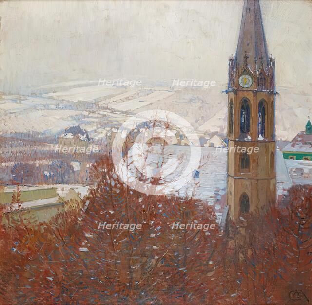 Heiligenstadt in the snow, 1904/1905. Creator: Carl Moll.