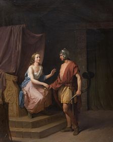 Heimdal hands over the Brisinga jewelry to Freya, 1846. Creator: Nils Andersson