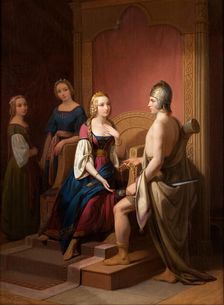 Heimdall returns the Brisingamen to Freya, 1846. Artist: Blommér, Nils Jakob (1816-1853)