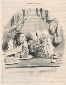 Hein! comme il regarde les cervelas..., 19th century. Creator: Honore Daumier