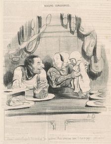 Hein! comme il regarde les cervelas..., 19th century. Creator: Honore Daumier