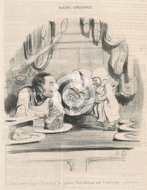 Hein! comme il regarde les cervelas..., 19th century. Creator: Honore Daumier.