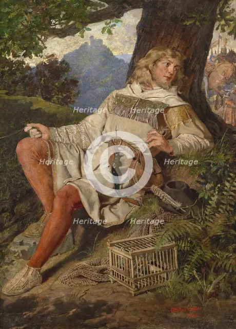 Heinrich der Vogler sitting under a tree. Creator: Walter, Ottokar (1853-1904).