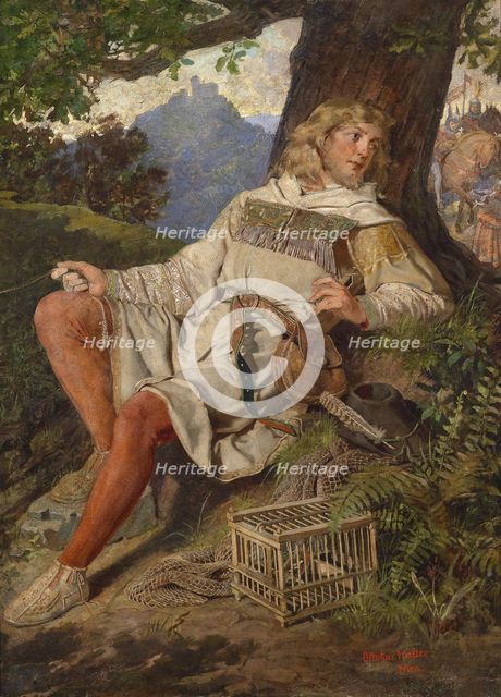 Heinrich der Vogler sitting under a tree. Creator: Walter, Ottokar (1853-1904).