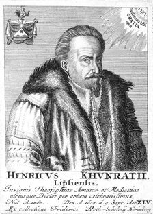Heinrich Khunrath, German chemist and alchemist, 1725. Creator: Unknown