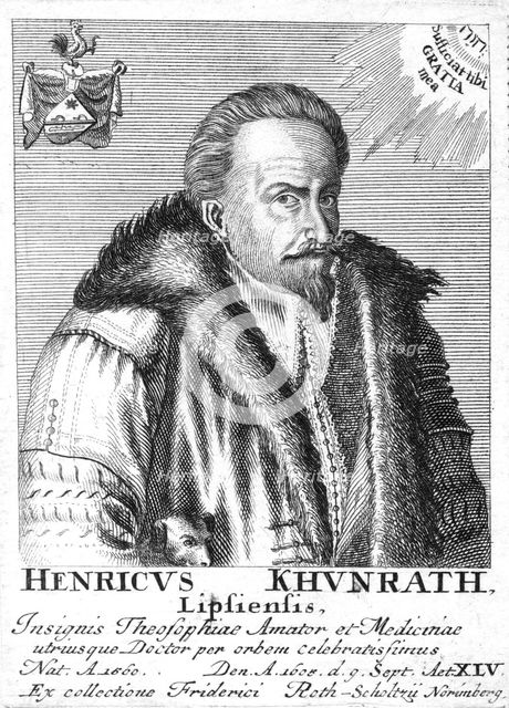 Heinrich Khunrath, German chemist and alchemist, 1725.  Creator: Unknown.