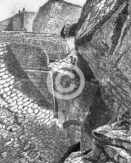 Heinrich Schliemann's excavation at Troy. (From: Gods, Graves, and Scholars by C. W. Ceram). Artist: Anonymous 
