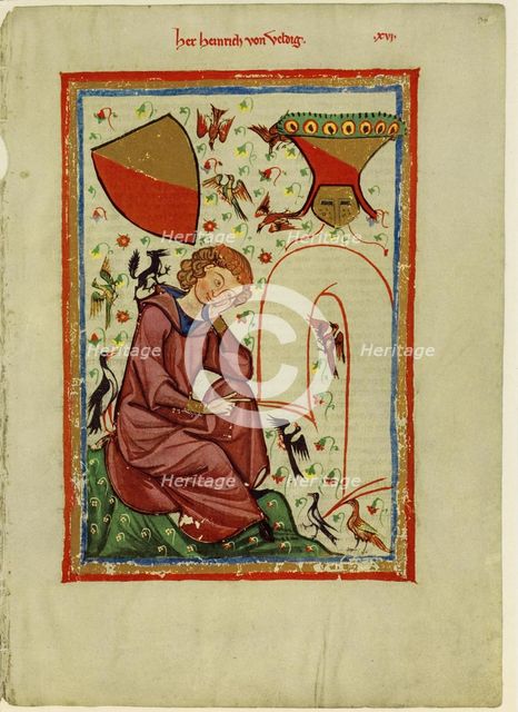 Heinrich von Veldeke (From the Codex Manesse), Between 1305 and 1340. Artist: Anonymous  