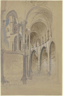 Heisterbach Abbey in the Siebengebirge hills, ruins of the chancel, 19th century. Creator: Carl Morgenstern