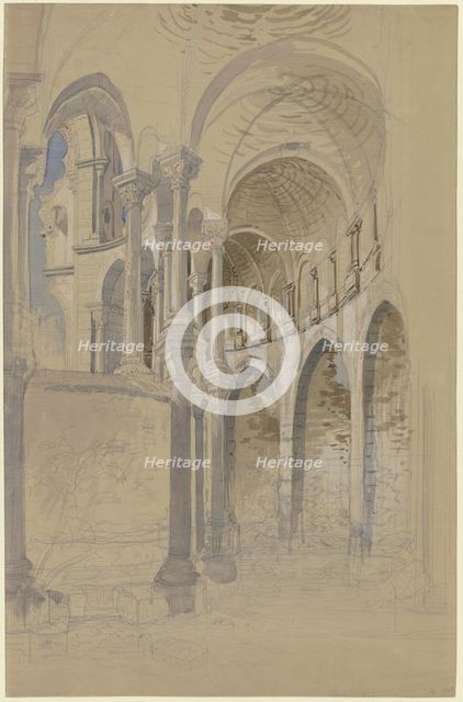 Heisterbach Abbey in the Siebengebirge hills, ruins of the chancel, 19th century. Creator: Carl Morgenstern.