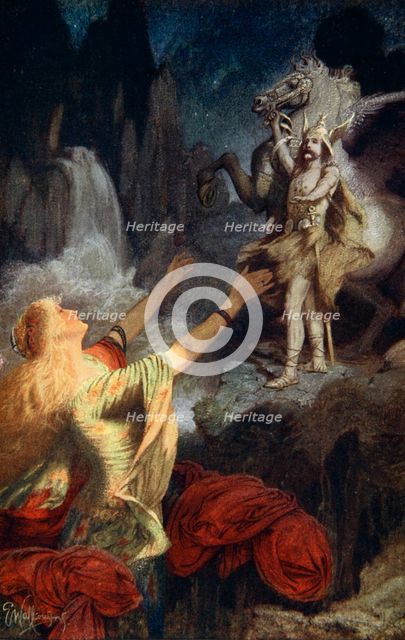 'Helgi Hundingsbane returns to Valhalla', 1890.  Creator: James Doyle Penrose.