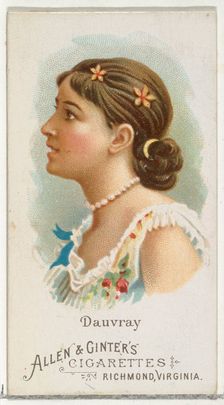 Helen Dauvray, from World's Beauties, Series 1 (N26) for Allen & Ginter Cigarettes, 1888., 1888. Creator: Allen & Ginter