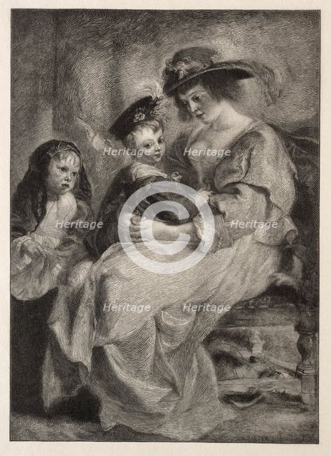 Helen Fourment and her Children, 1894. Creator: Timothy Cole (American, 1852-1931).