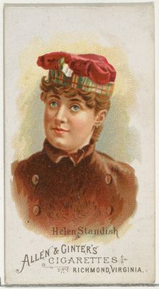 Helen Standish, from World's Beauties, Series 1 (N26) for Allen & Ginter Cigarettes, 1888., 1888. Creator: Allen & Ginter