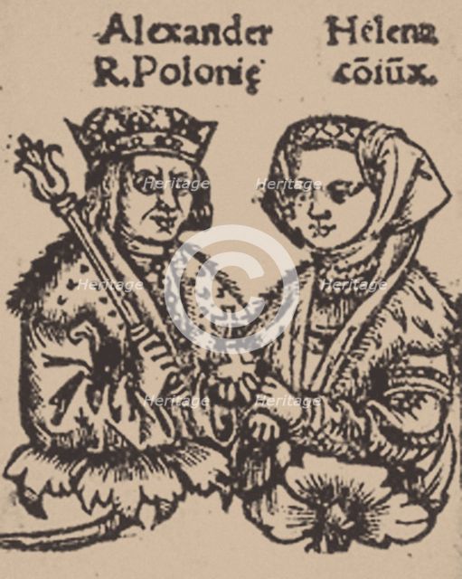 Helena Ivanovna of Moscow with Alexander Jagiellon, 1519. Artist: Anonymous  