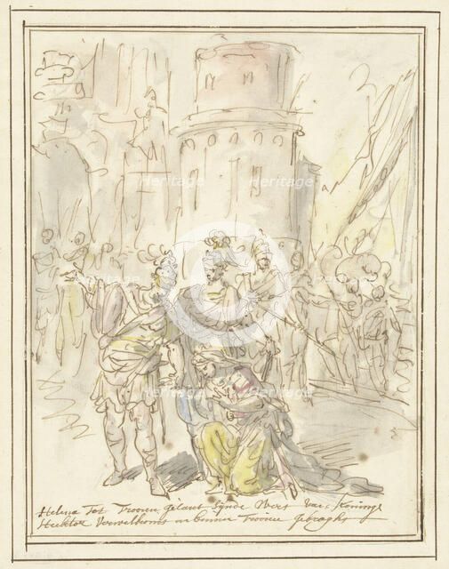 Helena is welcomed by Hector upon her arrival in Troy, 1677-1755. Creator: Elias van Nijmegen.