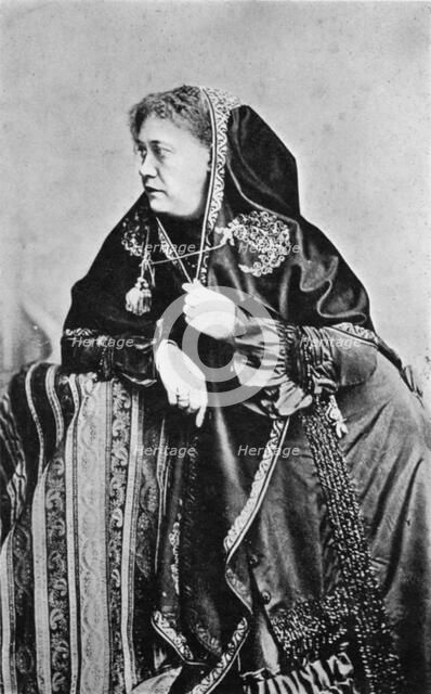 Helena Petrovna Blavatsky, Russian-born American theosophist, 1875. Artist: Unknown