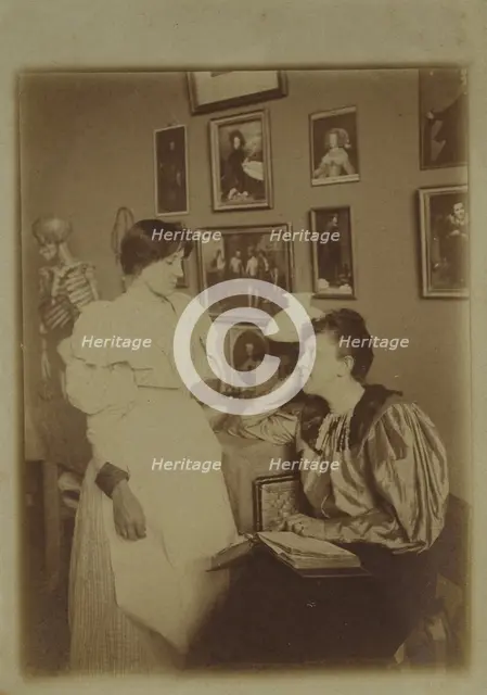Helene Nesnakomoff and Marianne von Werefkin in a studio, c1900. Creator: Anonymous.