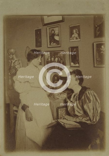 Helene Nesnakomoff and Marianne von Werefkin in a studio, c1900. Creator: Anonymous.
