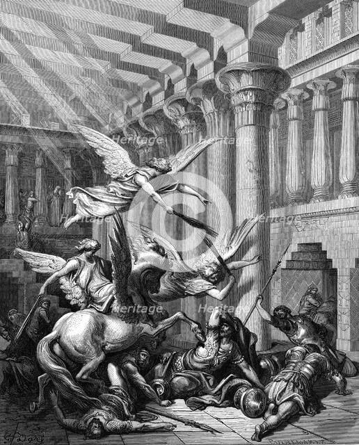 Heliodorus attempting to take treasure from the Temple at Jerusalem, 1865-1866. Artist: Gustave Doré