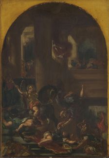 Heliodorus Driven from the Temple, 1850s. Creator: Eugene Delacroix
