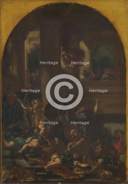 Heliodorus Driven from the Temple, 1850s. Creator: Eugene Delacroix.