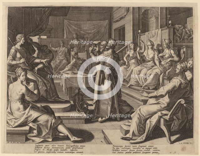 Heliogabalus and the Wise Women, 1589. Creator: Raphael Sadeler.