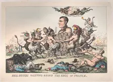 Hell Hounds Rallying Round the Idol of France, April 8, 1815., April 8, 1815. Creator: Thomas Rowlandson