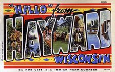 Hello from Hayward, Wisconsin postcard, 1940