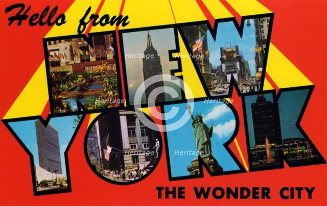 'Hello from New York the Wonder City', postcard, 1962. Artist: Unknown