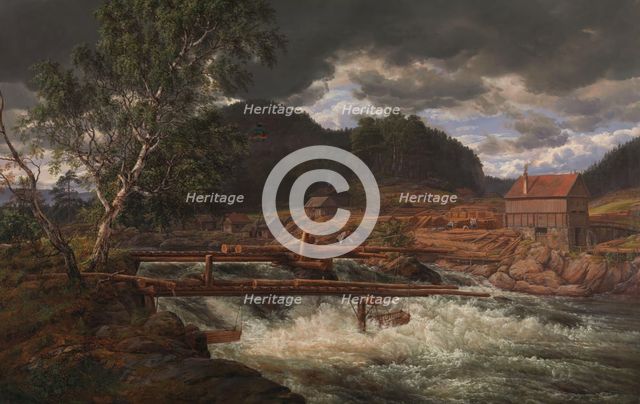 Hellefossen near Hokksund, 1838. Creator: Johan Christian Dahl.