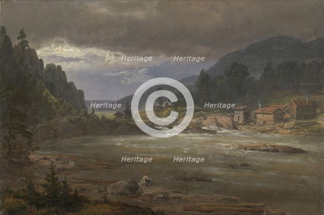 Hellefossen near Hokksund, 1847. Creator: Johan Christian Dahl.